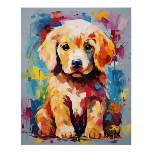 Super Niedlich Golden Retriever Dog Puppy 001 - Xe Poster (Vorderseite)