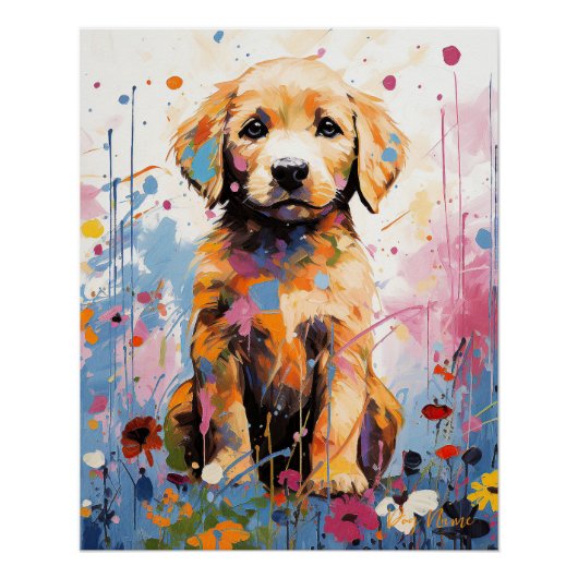Super Niedlich Golden Retriever Dog Puppy 003 - Xe Poster (Vorderseite)