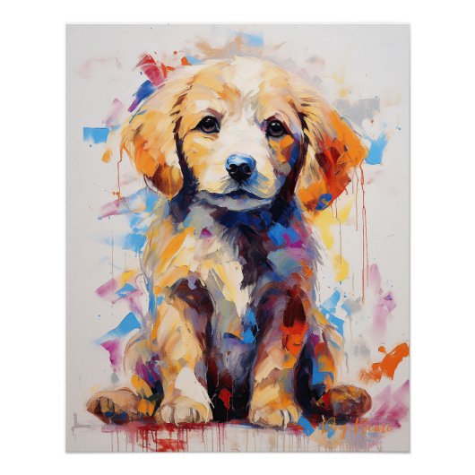 Super Niedlich Golden Retriever Dog Puppy 005 - Xe Poster (Vorderseite)