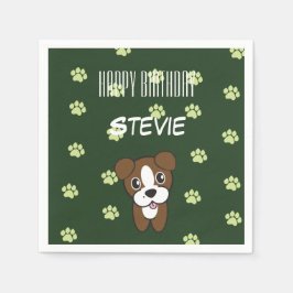 Super Niedlich Green Boxer Welpe zum Geburtstag Na Serviette