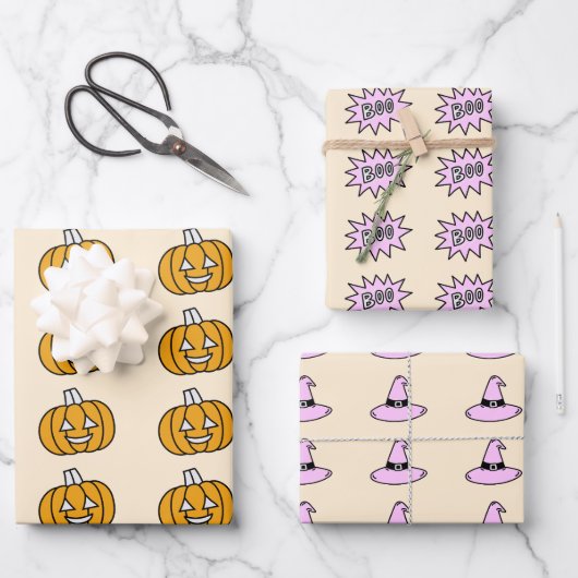 Super Niedlich Halloween Geschenkpapier Set (Vorderseite)