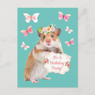 Super Niedlich Hamster/Mouse Geburtstagsparty Einladungspostkarte