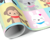 Super Niedlich Kawaii Animal Mascots Geschenkpapier (Rolleneckpunkt)
