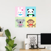 Super Niedlich Kawaii Animal Mascots Poster (Heimbüro)