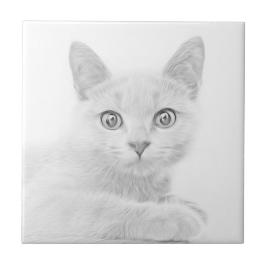 SUPER NIEDLICH Kitten Portrait Fliese (Vorderseite)