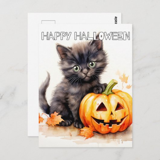 Super Niedlich Little Halloween Kitten Postkarte (Vorne/Hinten)
