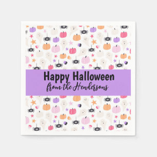 Super Niedlich Modernes lila KürbisHalloween Serviette