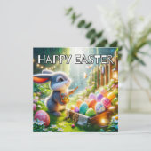 Super Niedlich Ostersonnenkaninchen Feiertagskarte (Stehend Vorderseite)