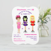 Super Niedlich Pamper Party Girls Birthday Invites Einladung (Stehend Vorderseite)