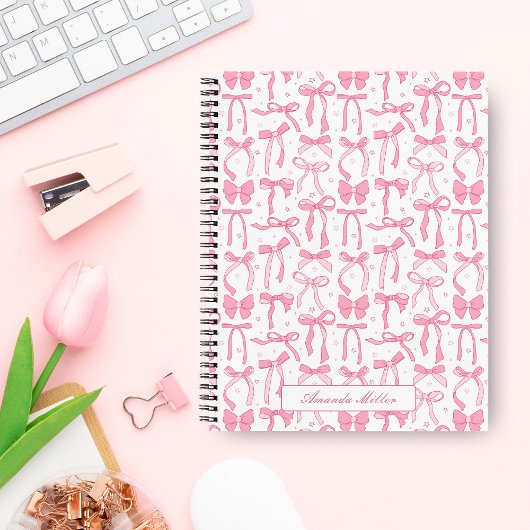 Super Niedlich Pink Coquette Bow Personalisierter  Notizblock
