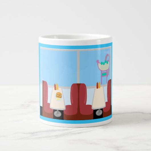 Super Niedlich Retro Fifties Diner Cartoon Art Jumbo-Tasse (Vorderseite)