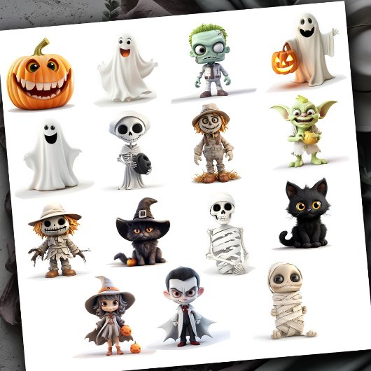 Super Niedlich Spooky Halloween Aufkleber