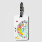 Super Niedlich Unicorn und Rainbow Personalisiert Gepäckanhänger (Vorderseite Vertikal)
