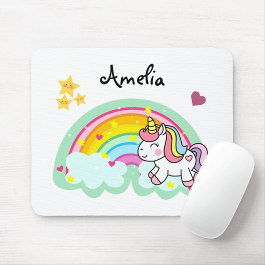 Super Niedlich Unicorn und Rainbow Personalisiert Mousepad (Mit Mouse)