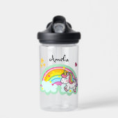 Super Niedlich Unicorn und Rainbow Personalisiert Trinkflasche (Vorne)