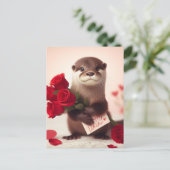 Super Niedlich Valentine Otter Postcard Postkarte (Stehend Vorderseite)
