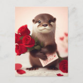 Super Niedlich Valentine Otter Postcard Postkarte (Vorderseite)