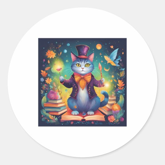 Super Niedlich Wizard Cat Sticker (Vorderseite)