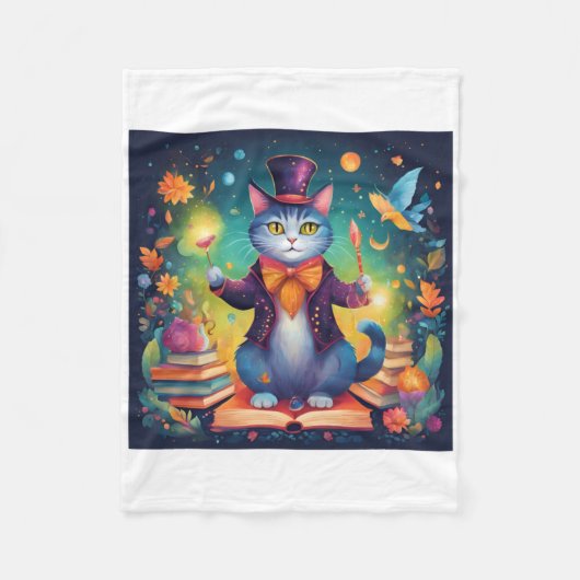 Super Niedlich Wizard Cat Sticker Fleecedecke (Vorderseite)