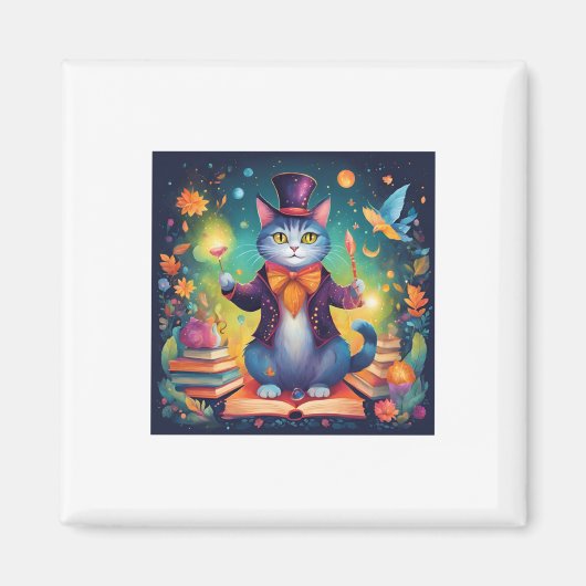 Super Niedlich Wizard Cat Sticker Magnet (Vorne)