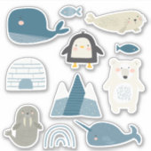 Super niedliche artische Tiere und Fische Aufkleber (Vorderseite)