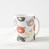 Super Niedliche Cat Heads Cartoon Fun Muster Kaffeetasse (VorderseiteRechts)