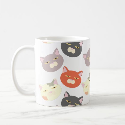 Super Niedliche Cat Heads Cartoon Fun Muster Kaffeetasse (Links)