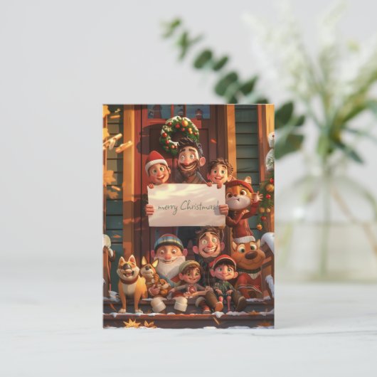 Super Niedliche Familie zu Weihnachten Postkarte (Stehend Vorderseite)