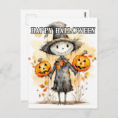 Super Niedliche Halloween-Puppensillustration Postkarte (Vorne/Hinten)