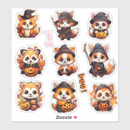 Super niedliche Halloween Red Panda Stickers Aufkleber (Blatt)