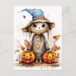 Super Niedliche Halloween-Scarecrow Postkarte