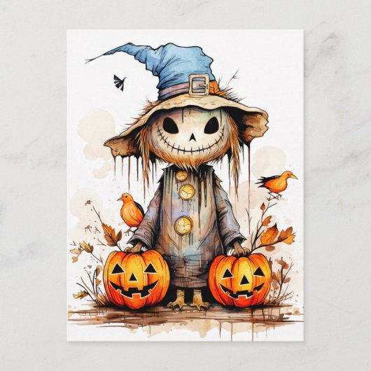 Super Niedliche Halloween-Scarecrow Postkarte (Vorderseite)