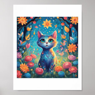 Super Niedliche Katze mit schöner blaue Augenaufkl Poster