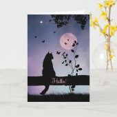 Super Niedliche Katze und Schmetterling Hallo Wie  Karte (Gelbe Blume)