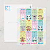 Super Niedliche Kawaii Tiere 2025 Kalender Postkarte (Vorne/Hinten)
