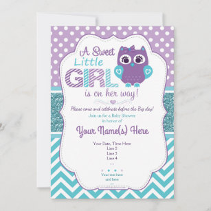 Super Niedliche Lila Aquamarine Owl Invitation Bab Einladung
