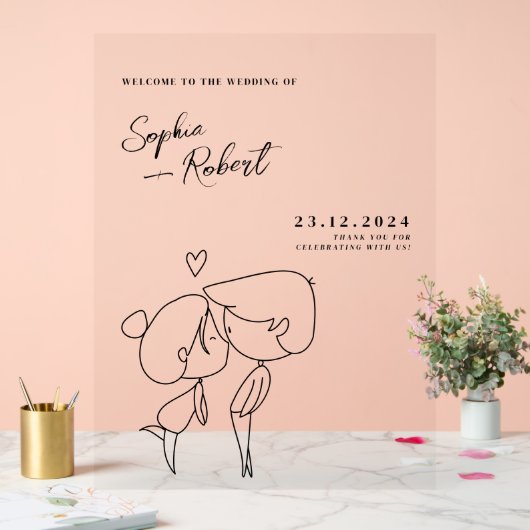 Super Niedliche Minimalistische Hochzeit Willkomme Acrylschild (Hochzeit)