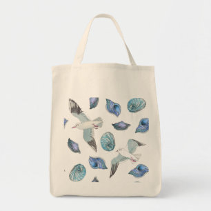 Super niedliche Möwen und Muscheln zur Veranschaul Tragetasche