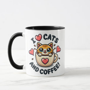 Super niedliche Orange Tabby Cats und Kaffee Tasse