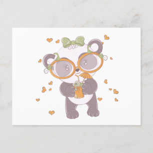 Super Niedliche Panda mit Eyeball Drink Halloween Feiertagspostkarte