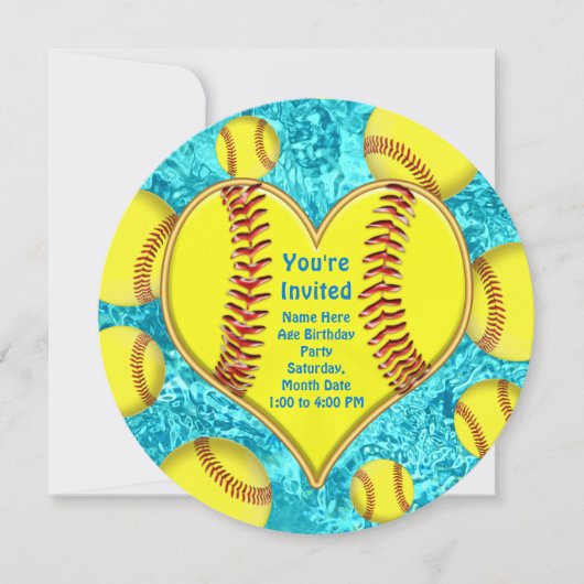 Super Niedliche Personalisierte Softball-Einladung Einladung (Vorderseite)