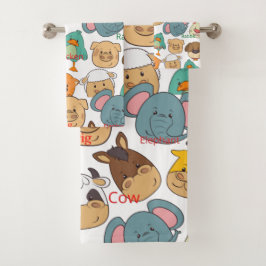 Super niedliche Safari Hof Kleintiere Weiße Kinder Badhandtuch Set