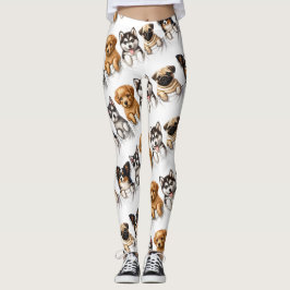 Super Niedliche Taschen voller Welpen Leggings