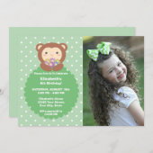 Super Niedlicher Affe und Blume Kindergeburtstag F Einladung (Vorne/Hinten)