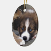 Super Niedlicher Australian Shepherd Puppy Keramikornament (Links)