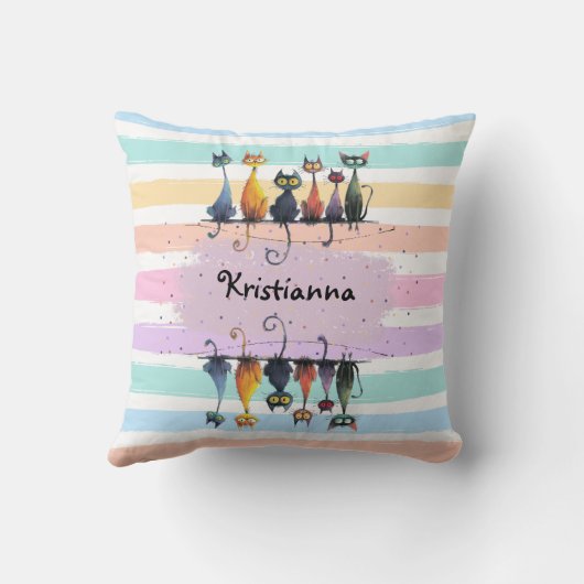 Super Niedlicher Cat Name Frame Design Kissen (Rückseite)