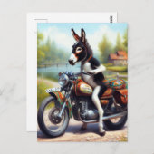 Super Niedlicher Donkey-Motorrad Postkarte (Vorne/Hinten)