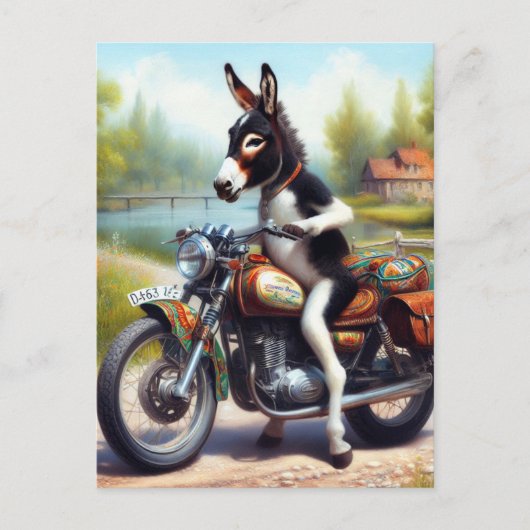 Super Niedlicher Donkey-Motorrad Postkarte (Vorderseite)