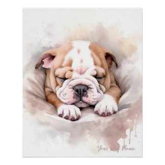 Super niedlicher Engel schlafend Welpe Bulldog 002 Poster