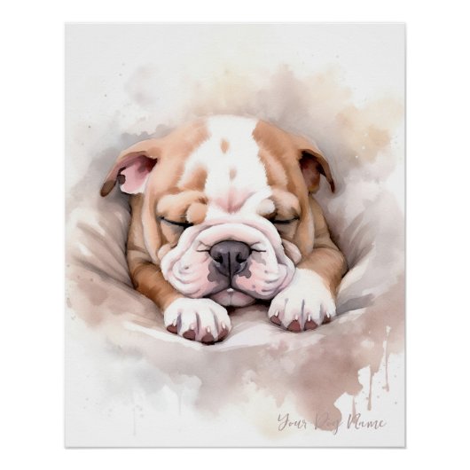 Super niedlicher Engel schlafend Welpe Bulldog 002 Poster (Vorderseite)